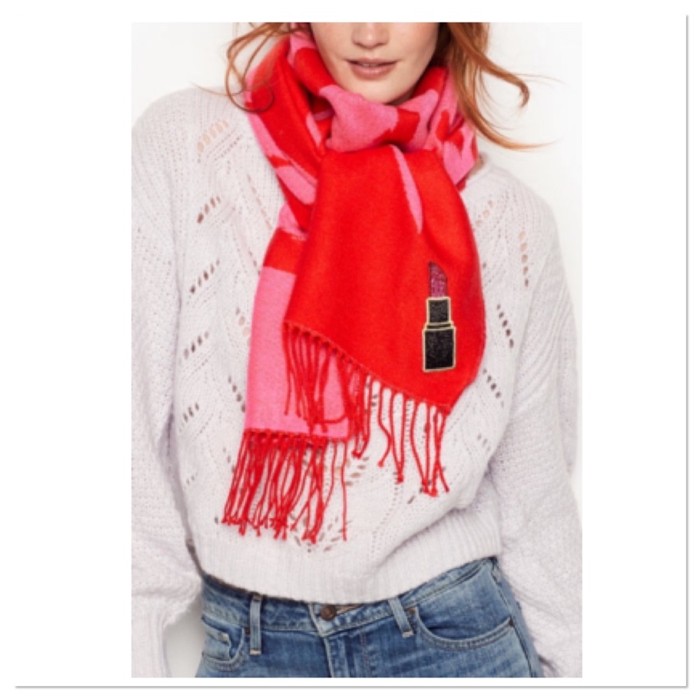 Victoria’s Secret Scarf Winter Angel Collection Lipstick Red Fringe One Size
